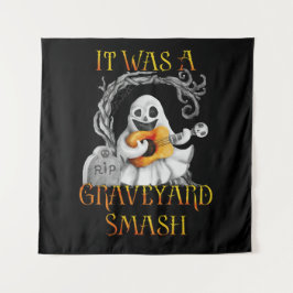 Halloween Monster Mash Ghost Graveyard Smash Wandteppich