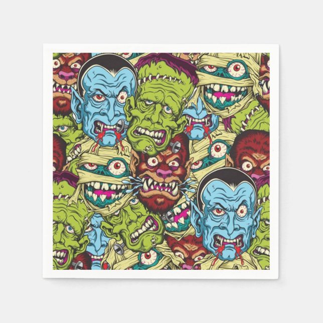 Halloween Monster Mash Serviette (Vorderseite)