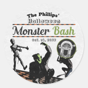 Halloween-Monster Monster-Bash-Kostüm-Party Runder Aufkleber
