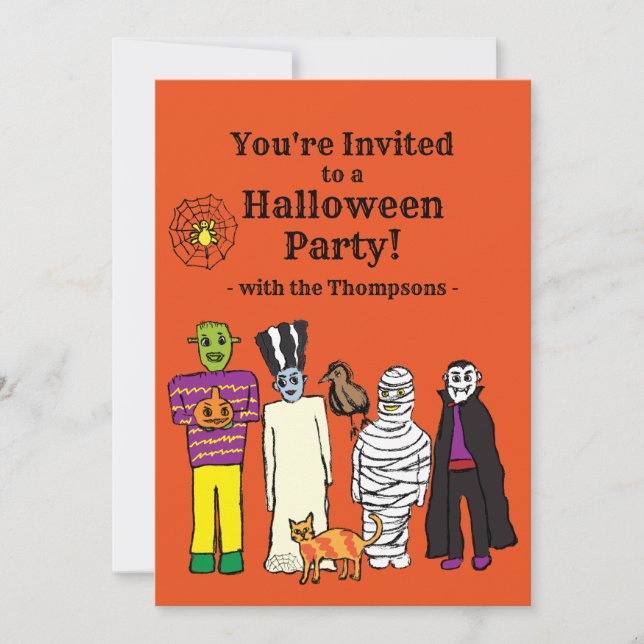 Halloween-Monster-Party Einladung (Vorderseite)
