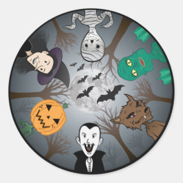 Halloween-Monster-Sticker Runder Aufkleber