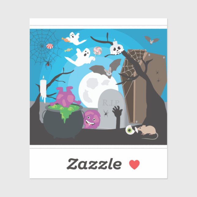 Halloween Monster Szene Aufkleber (Blatt)