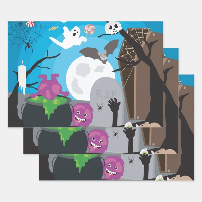 Halloween Monster Szene Geschenkpapier Set (Set)
