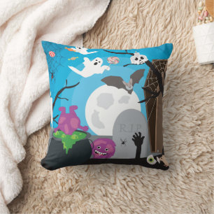Halloween Monster Szene Kissen