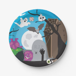 Halloween Monster Szene Pappteller