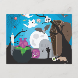 Halloween Monster Szene Postkarte