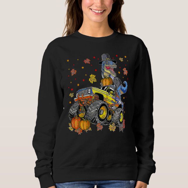 Halloween Monster Truck Dinosaur Thanksgiving Turk Sweatshirt (Vorderseite)