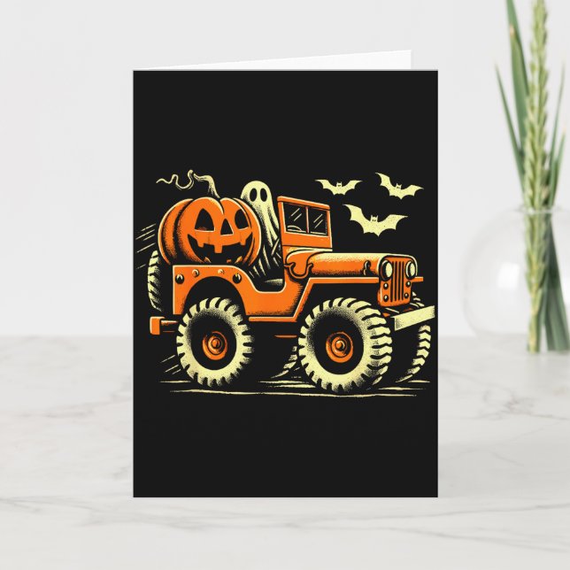 Halloween Monster Truck Ghost  Karte (Vorderseite)