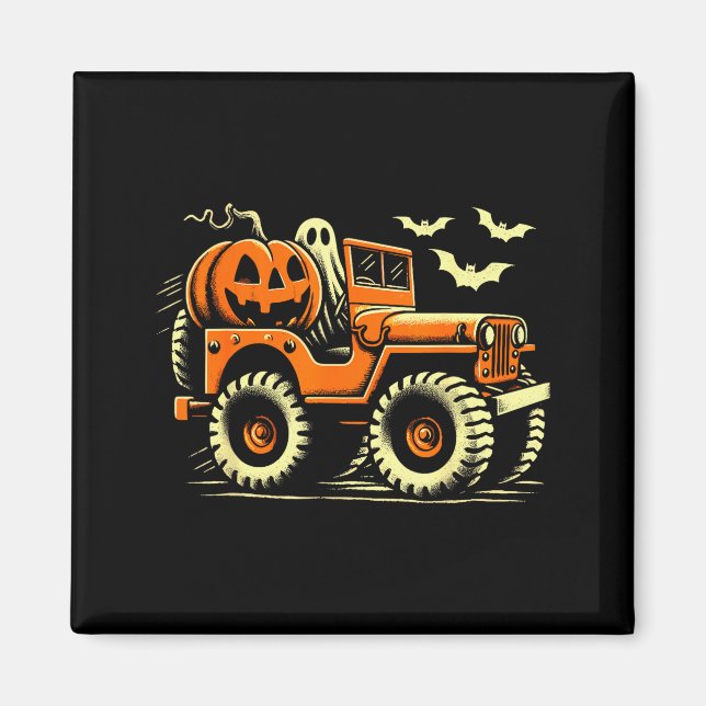 Halloween Monster Truck Ghost  Magnet (Vorne)