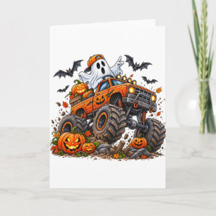 Halloween-Monster-Truck-Kürbis-Geist-Fahrer-Lustig Karte