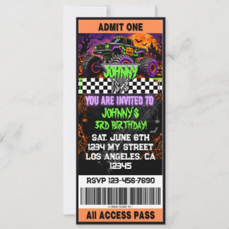 Halloween-Monster-Truck-Ticket-Einladung Einladung