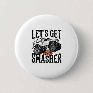 Halloween-Monster-Truck-Zerstörer Vintage-Shirt De Button