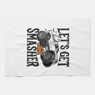 Halloween-Monster-Truck-Zerstörer Vintage-Shirt De Geschirrtuch