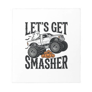 Halloween-Monster-Truck-Zerstörer Vintage-Shirt De Notizblock