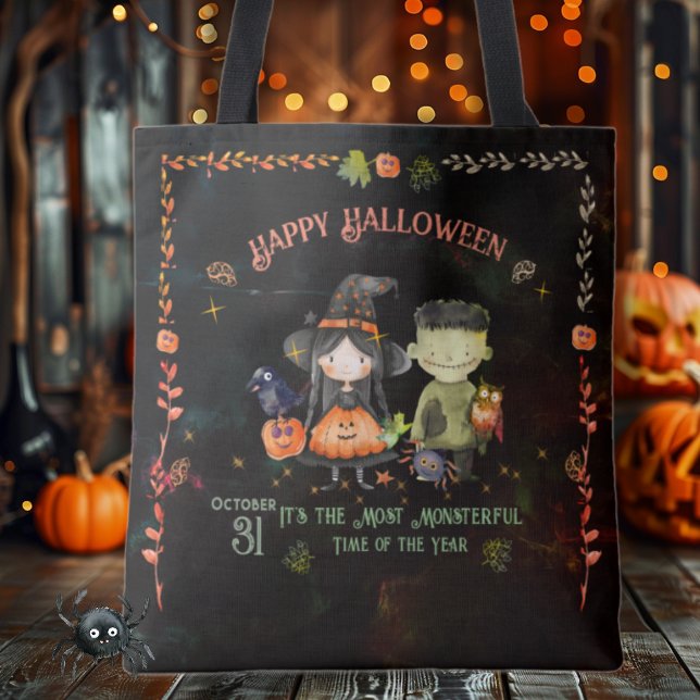 Halloween Monster und eine Hexe (Halloween Monster and a Witch Tote Bag )