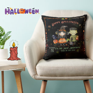 Halloween Monster und eine Hexe Kissen