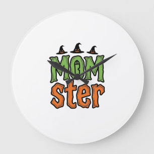 Halloween-Monster Vintage-Mom-Shirt-Design_1 Große Wanduhr