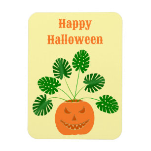 Halloween Monstera Pflanze in Pumpkin Custom Magnet
