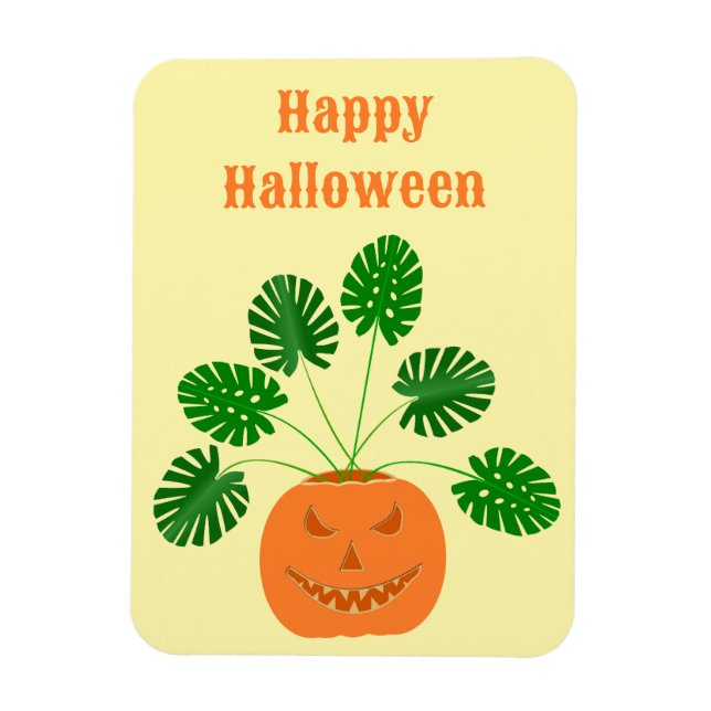 Halloween Monstera Pflanze in Pumpkin Custom Magnet (Vertikal)