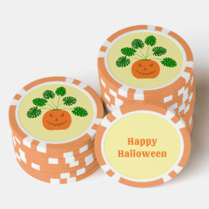 Halloween Monstera Pflanze in Pumpkin Custom Pokerchips