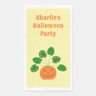 Halloween Monstera Pflanze in Pumpkin Custom Serviette