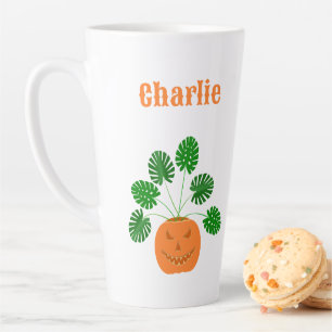 Halloween Monstera Pflanze in Pumpkin Individuelle Milchtasse