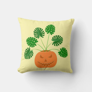 Halloween Monstera Pflanze in Pumpkin Kissen