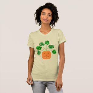 Halloween Monstera Pflanze in Pumpkin T-Shirt