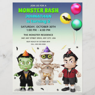 Halloween Monsters Kids Kostüm Party Flyer