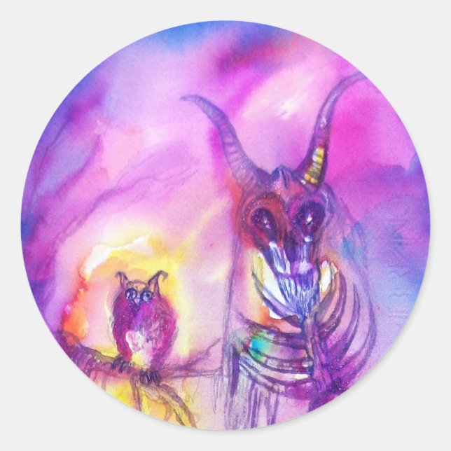 HALLOWEEN MONSTERS / ORK WAR Lila Fantasie Runder Aufkleber (Vorderseite)