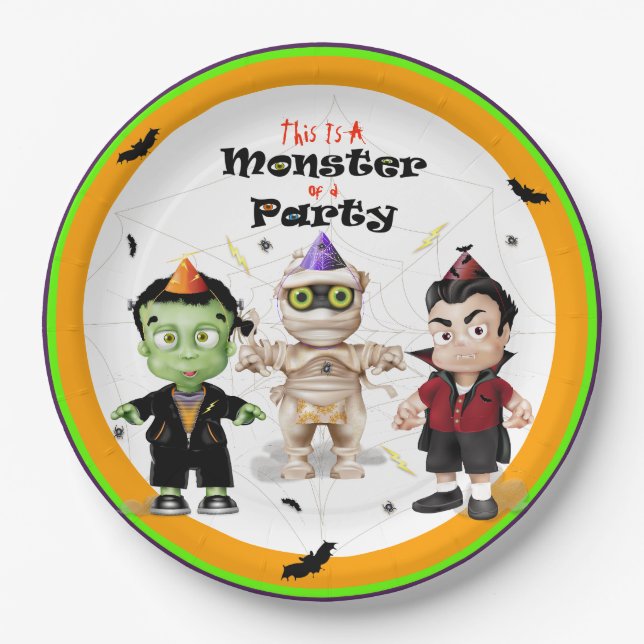 Halloween Monsters Party Pappteller (Vorderseite)
