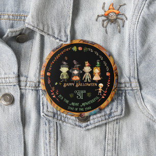 Halloween Monsters Partys Orange Button