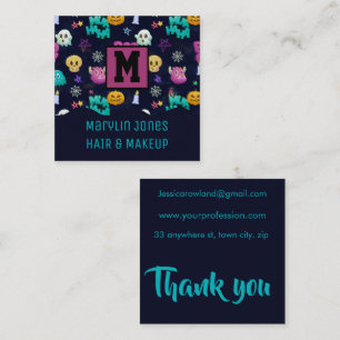 HALLOWEEN MONSTERS QUADRATISCHE VISITENKARTE