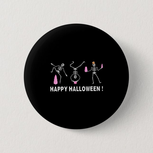 Halloween Montessori Teacher Skeleton Dancing Educ Button (Vorderseite)