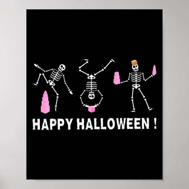 Halloween Montessori Teacher Skeleton Dancing Educ Poster (Vorne)