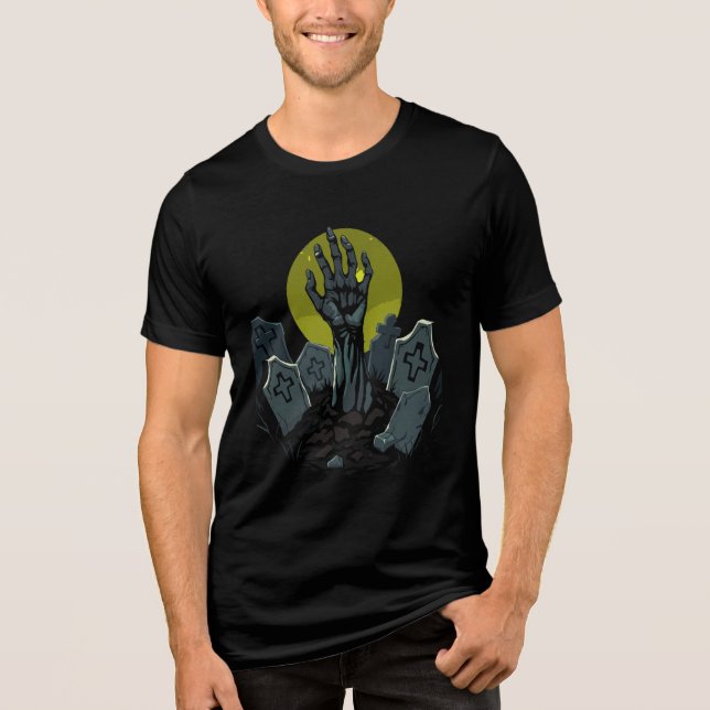 Halloween Moody Abstrakt Geometric Digital Art Tri-Blend Shirt (Vorderseite)