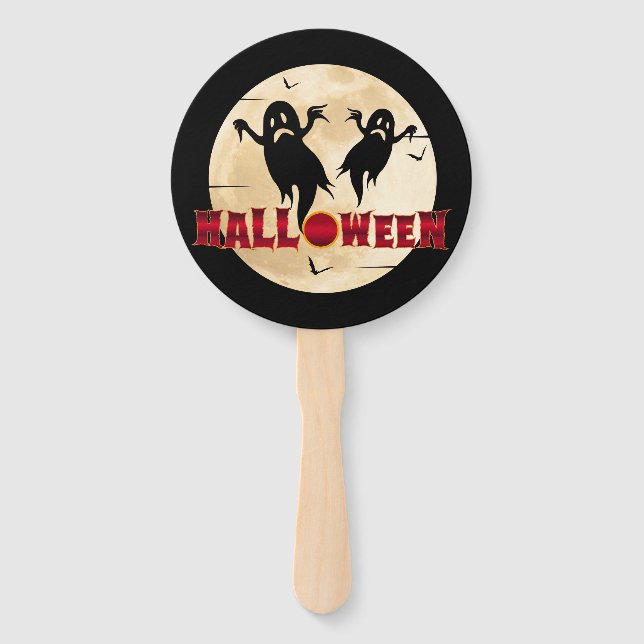 Halloween Moon Silhouette Gespenster Fächer (Vorderseite)