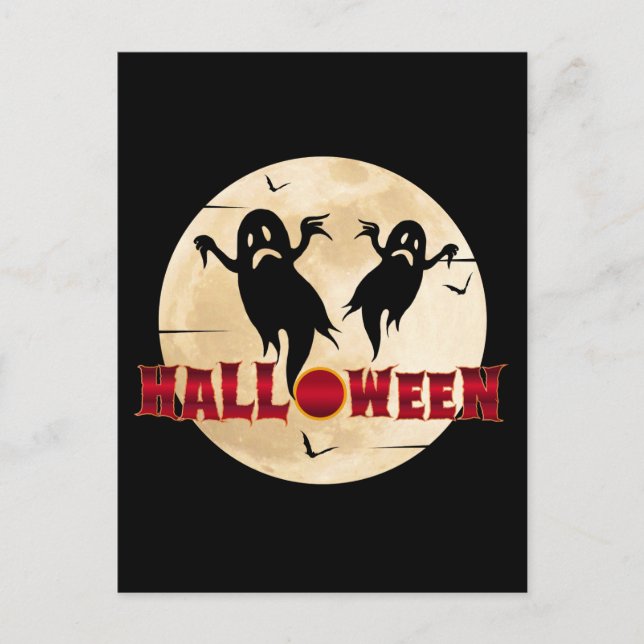 Halloween Moon Silhouette Gespenster Postkarte (Vorderseite)