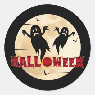 Halloween Moon Silhouette Gespenster Runder Aufkleber