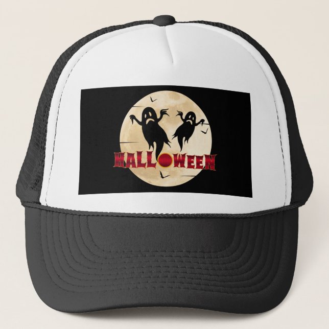 Halloween Moon Silhouette Gespenster Truckerkappe (Vorderseite)