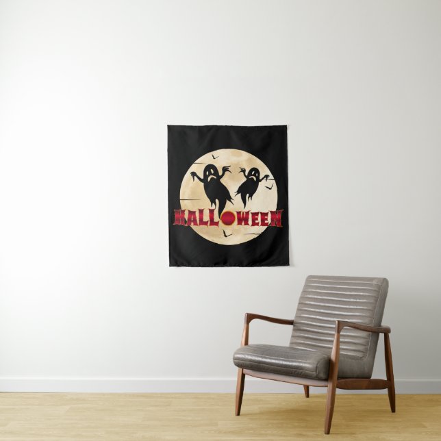 Halloween Moon Silhouette Gespenster Wandteppich (Beispiel)