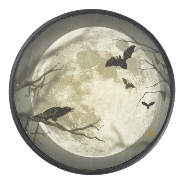 Halloween Moon Spooky Crows Eishockey Puck (Vorderseite)