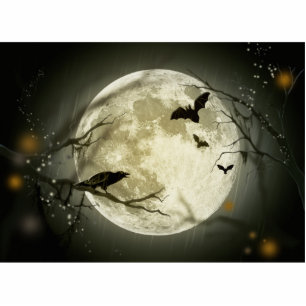 Halloween Moon Spooky Crows Fotoskulptur Magnet
