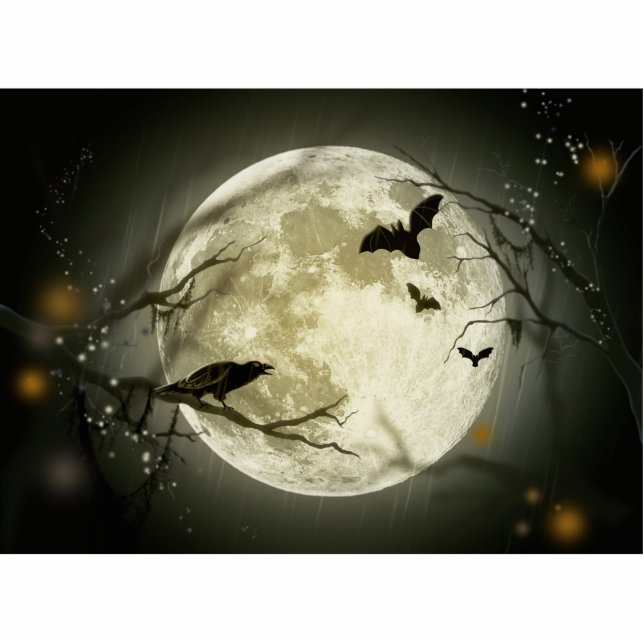 Halloween Moon Spooky Crows Fotoskulptur Magnet (Vorne)