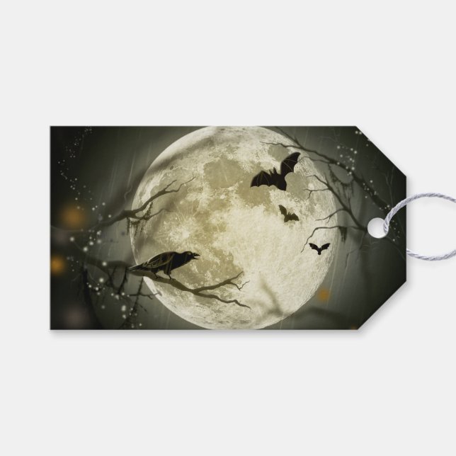 Halloween Moon Spooky Crows Geschenkanhänger (Vorderseite (Horizontal))
