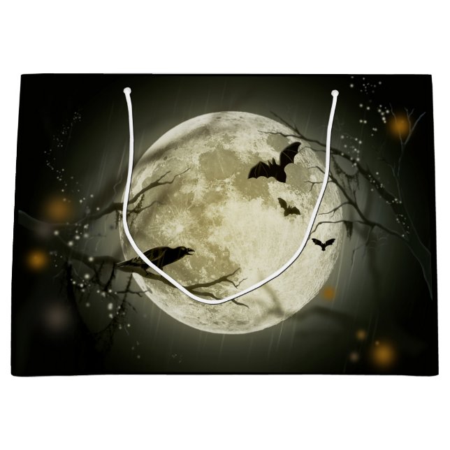 Halloween Moon Spooky Crows Große Geschenktüte (Vorderseite)