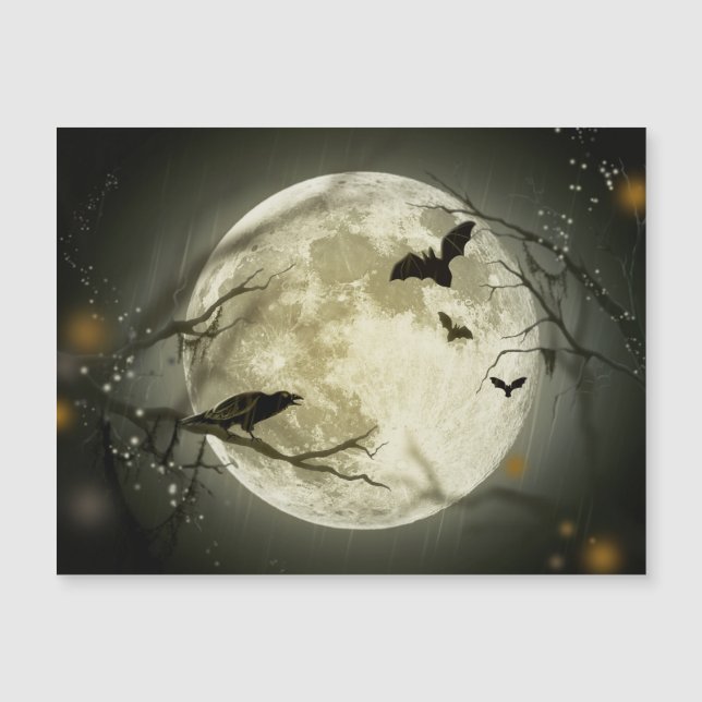 Halloween Moon Spooky Crows Magnetkarte (Vorderseite)