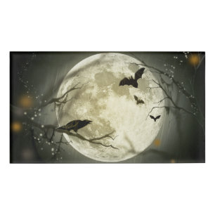 Halloween Moon Spooky Crows Namenschild