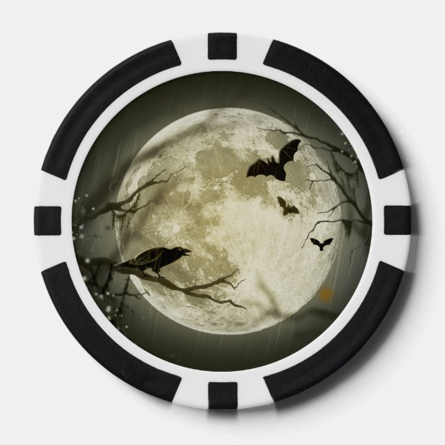 Halloween Moon Spooky Crows Pokerchips (Vorderseite)