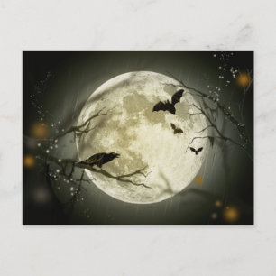 Halloween Moon Spooky Crows Postkarte
